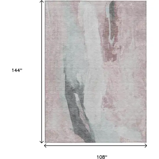 Blush And Gray Abstract Washable Indoor Outdoor Area Rug Photo 9