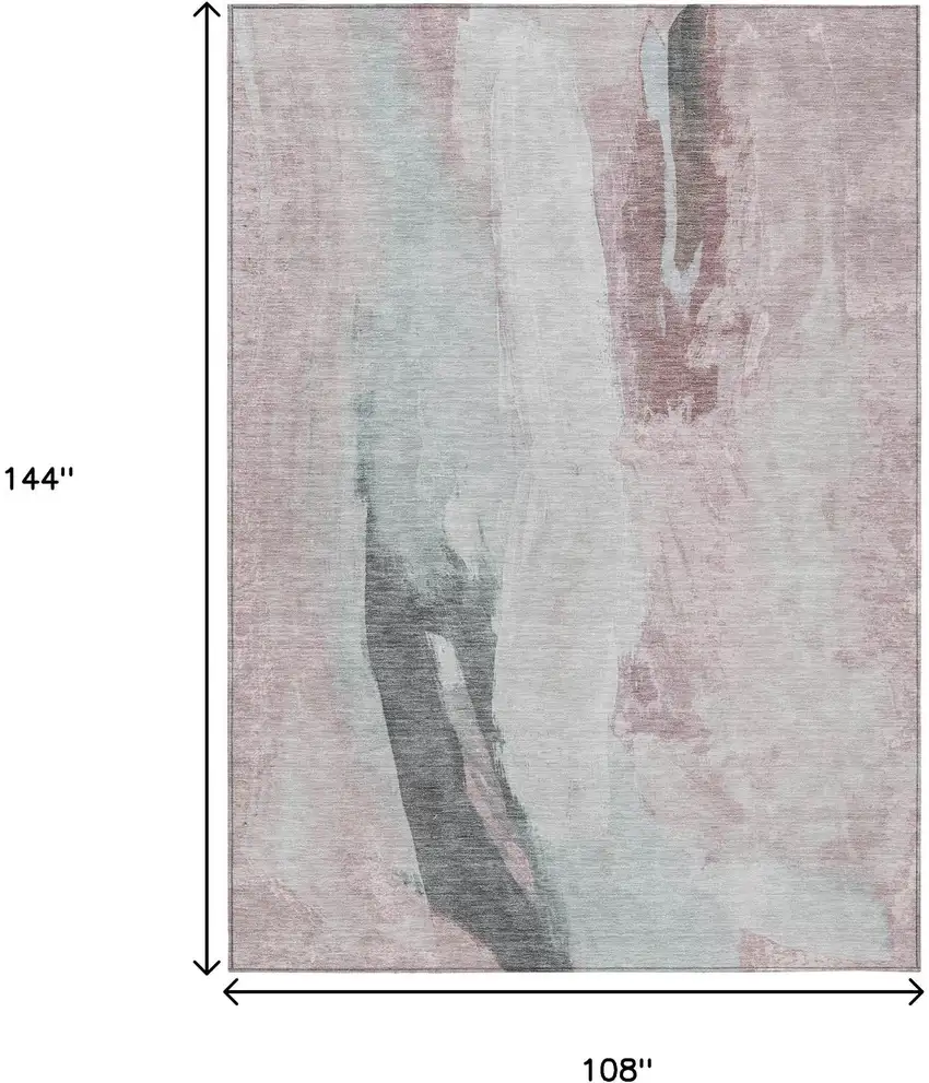 Blush And Gray Abstract Washable Indoor Outdoor Area Rug Photo 9