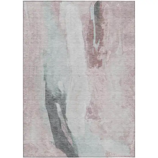 Blush And Gray Abstract Washable Indoor Outdoor Area Rug Photo 1
