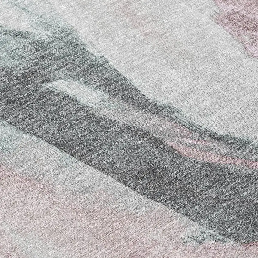 Blush And Gray Abstract Washable Indoor Outdoor Area Rug Photo 8