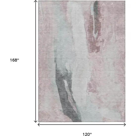 Blush And Gray Abstract Washable Indoor Outdoor Area Rug Photo 9