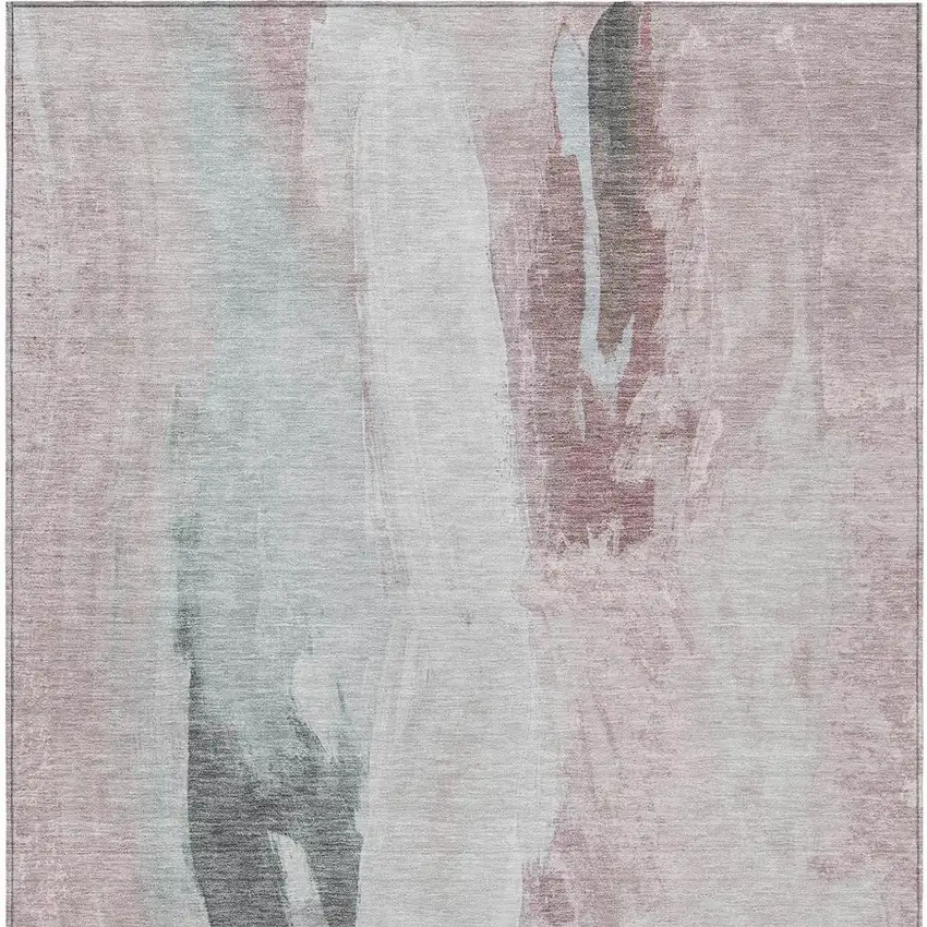 Blush And Gray Abstract Washable Indoor Outdoor Area Rug Photo 6