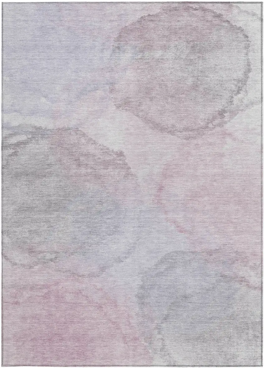 Blush And Gray Abstract Washable Indoor Outdoor Area Rug Photo 3
