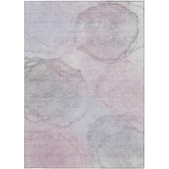 Blush And Gray Abstract Washable Indoor Outdoor Area Rug Photo 3