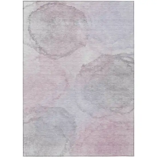 Blush And Gray Abstract Washable Indoor Outdoor Area Rug Photo 1