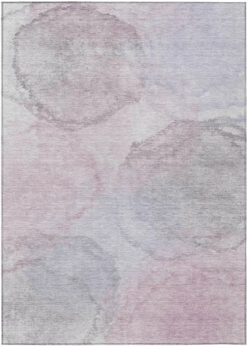 Blush And Gray Abstract Washable Indoor Outdoor Area Rug Photo 1