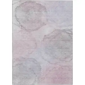 Photo of Blush And Gray Abstract Washable Indoor Outdoor Area Rug