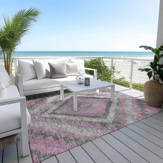 Blush And Gray Aztec Washable Indoor Outdoor Area Rug Photo 5