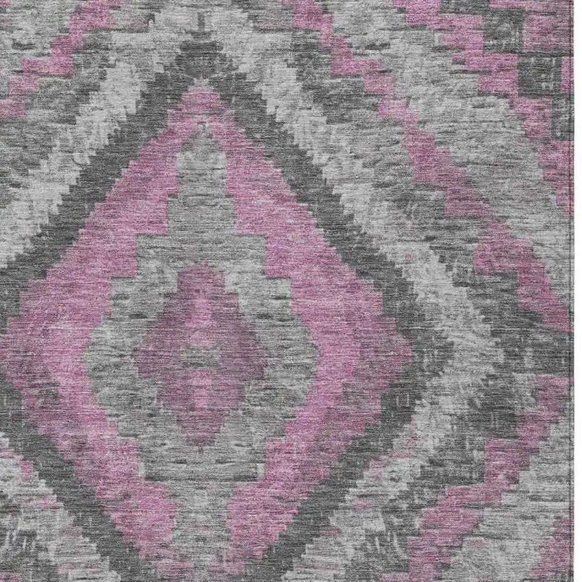 Blush And Gray Aztec Washable Indoor Outdoor Area Rug Photo 4