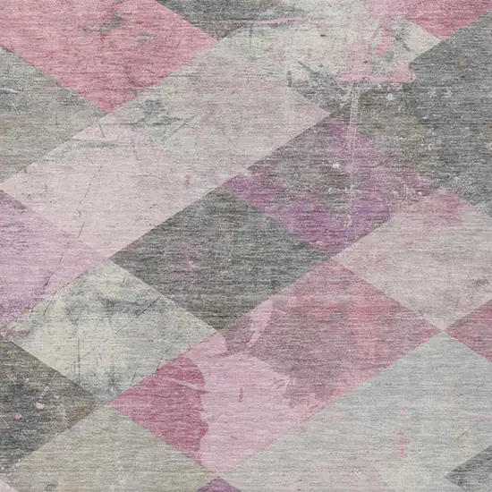 Blush And Gray Geometric Washable Indoor Outdoor Area Rug Photo 9