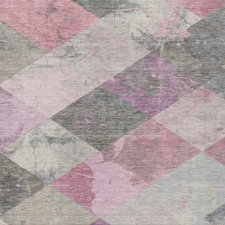 Blush And Gray Geometric Washable Indoor Outdoor Area Rug Photo 9