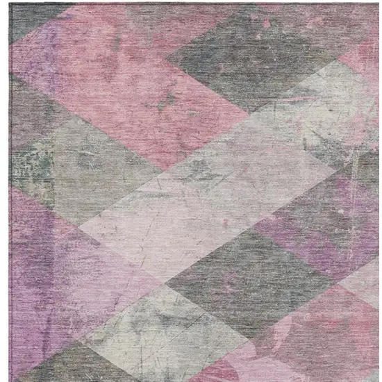 Blush And Gray Geometric Washable Indoor Outdoor Area Rug Photo 1