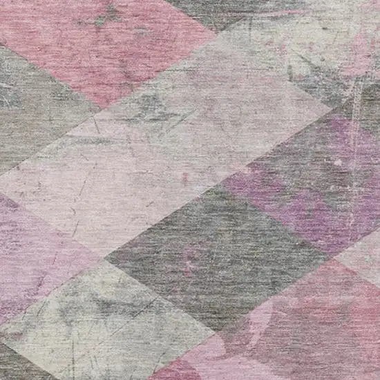 Blush And Gray Geometric Washable Indoor Outdoor Area Rug Photo 3