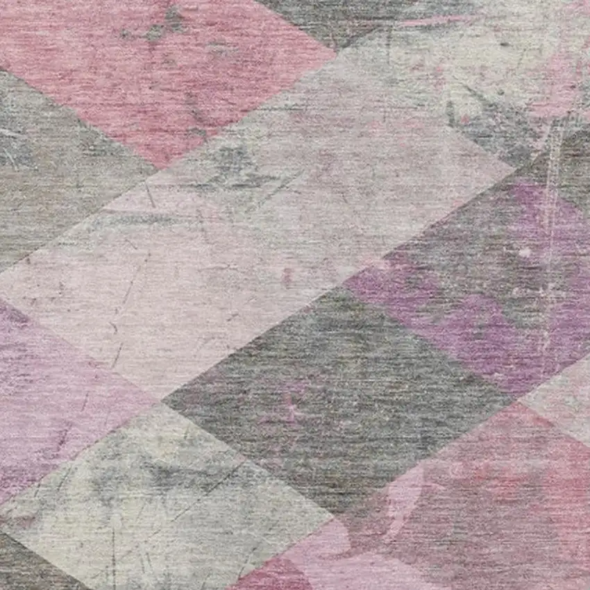 Blush And Gray Geometric Washable Indoor Outdoor Area Rug Photo 3