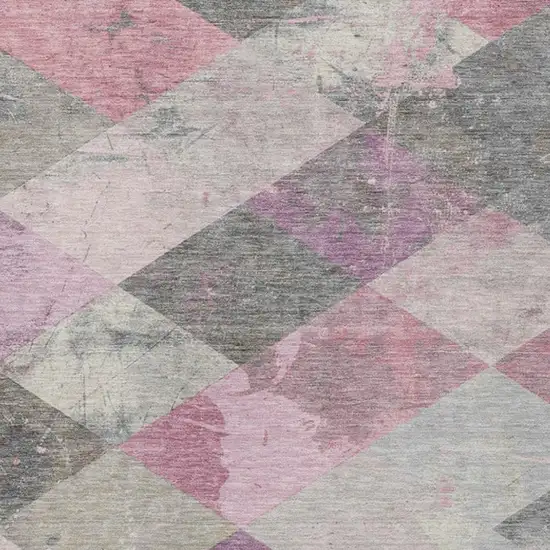 Blush And Gray Geometric Washable Indoor Outdoor Area Rug Photo 9