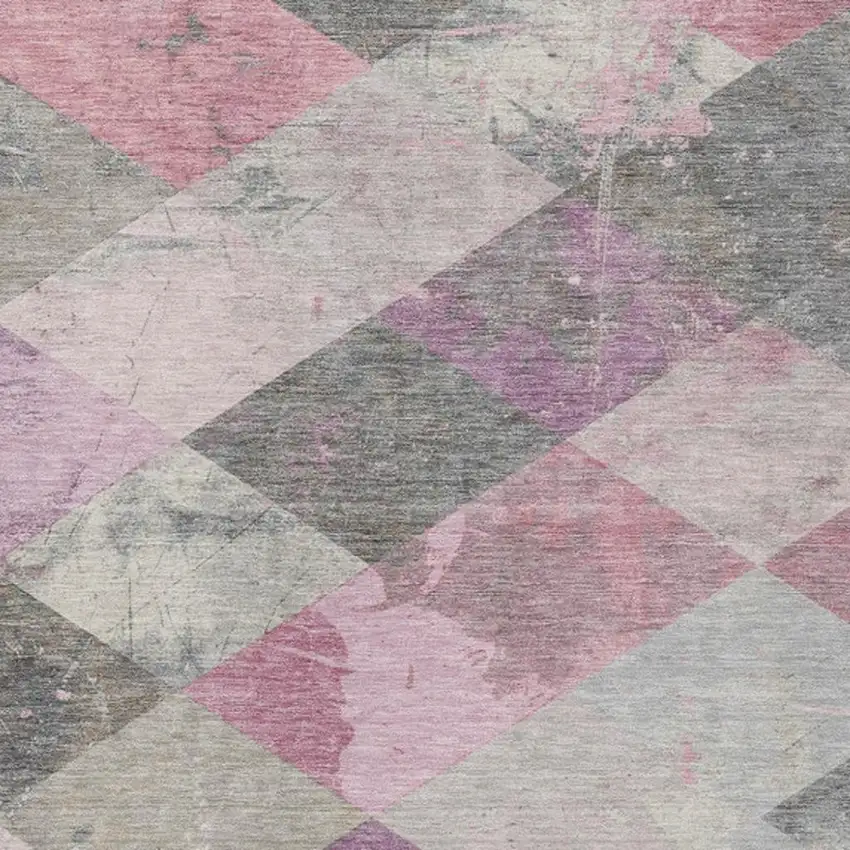 Blush And Gray Geometric Washable Indoor Outdoor Area Rug Photo 9