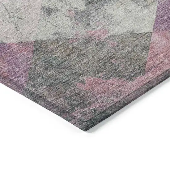 Blush And Gray Geometric Washable Indoor Outdoor Area Rug Photo 8