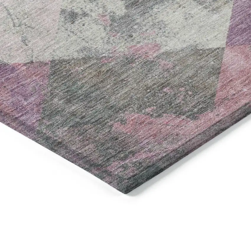 Blush And Gray Geometric Washable Indoor Outdoor Area Rug Photo 8