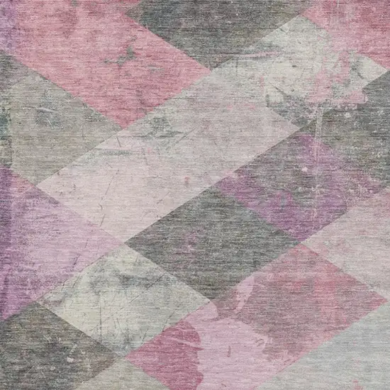 Blush And Gray Geometric Washable Indoor Outdoor Area Rug Photo 9