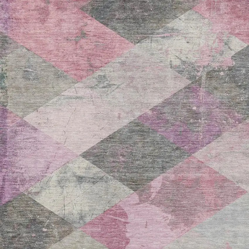 Blush And Gray Geometric Washable Indoor Outdoor Area Rug Photo 9