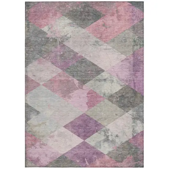 Blush And Gray Geometric Washable Indoor Outdoor Area Rug Photo 8