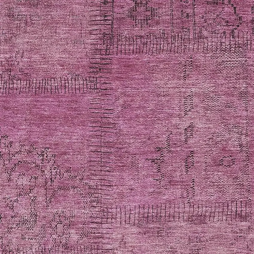 Blush And Gray Patchwork Washable Area Rug With UV Protection Photo 3