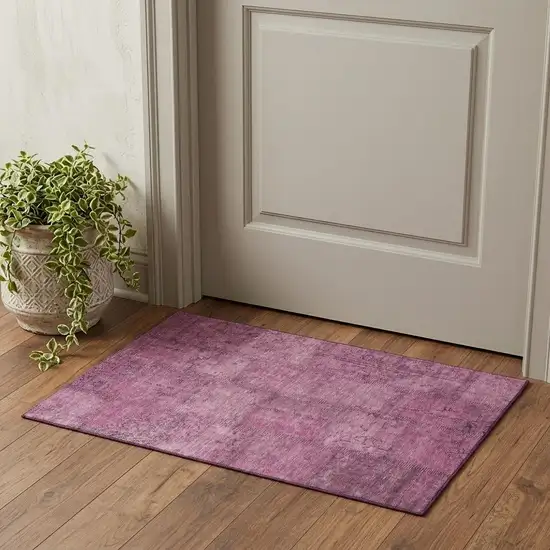 Blush And Gray Patchwork Washable Area Rug With UV Protection Photo 1