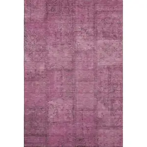 Photo of Blush And Gray Patchwork Washable Area Rug With UV Protection