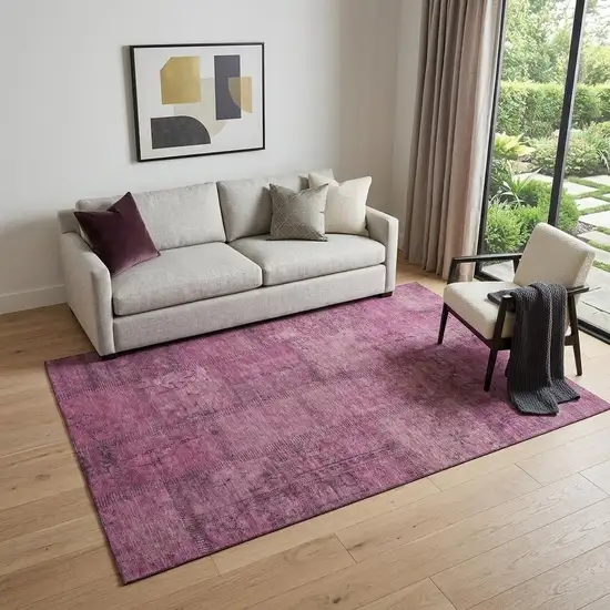 Blush And Gray Patchwork Washable Area Rug With UV Protection Photo 1
