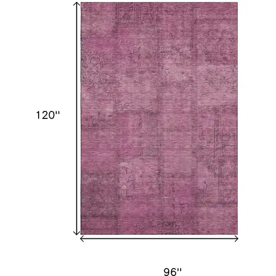 Blush And Gray Patchwork Washable Area Rug With UV Protection Photo 3