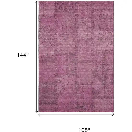 Blush And Gray Patchwork Washable Area Rug With UV Protection Photo 3