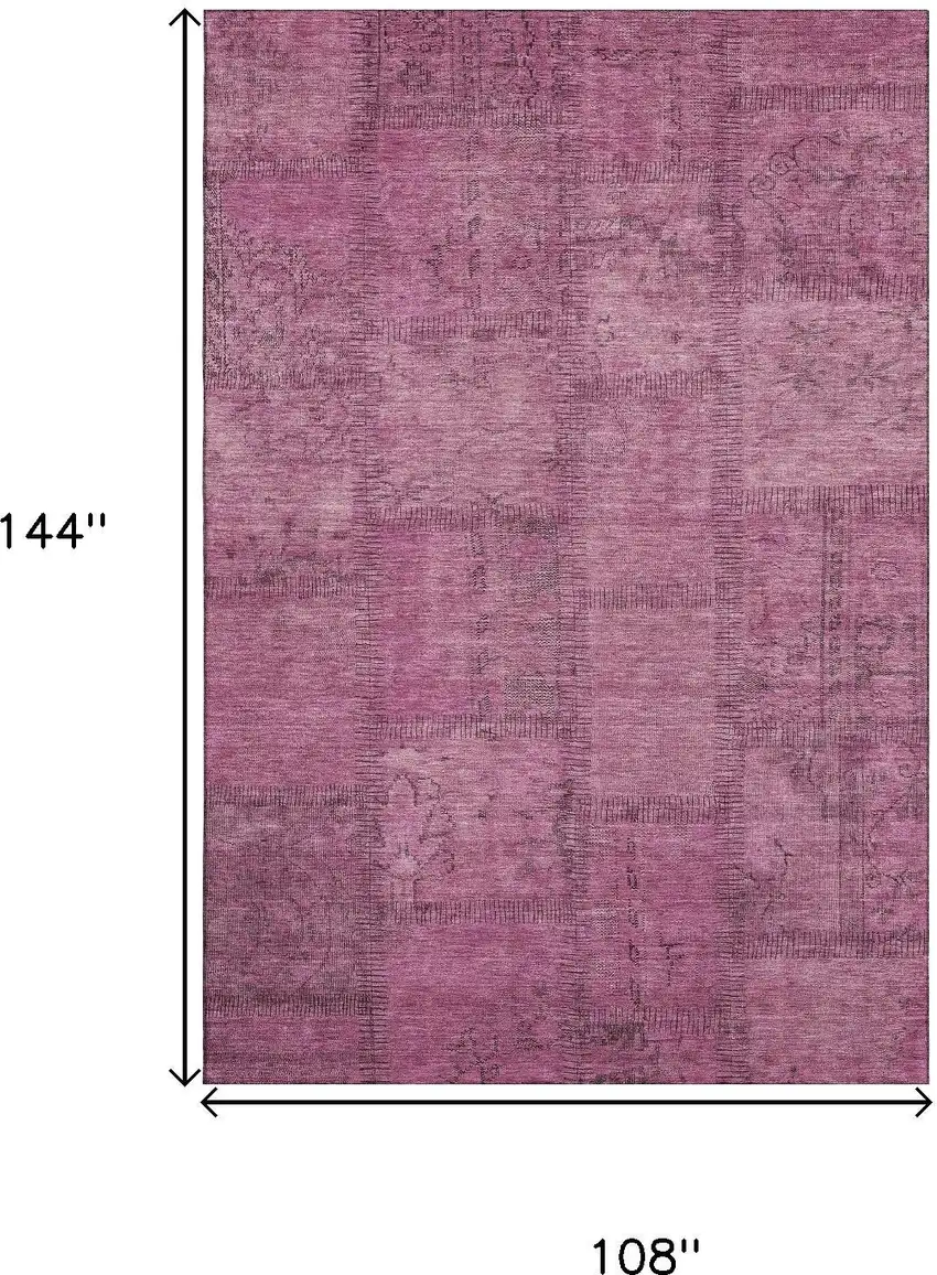 Blush And Gray Patchwork Washable Area Rug With UV Protection Photo 3