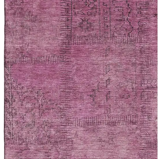 Blush And Gray Patchwork Washable Area Rug With UV Protection Photo 4