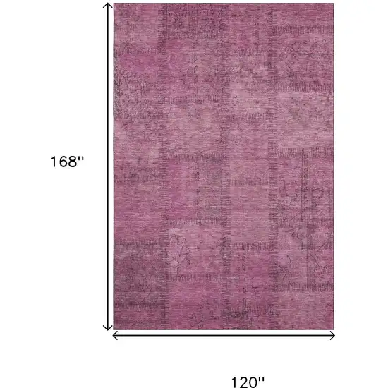 Blush And Gray Patchwork Washable Area Rug With UV Protection Photo 3