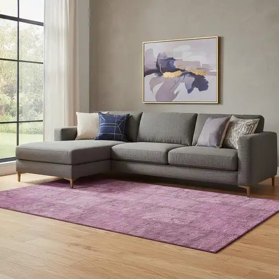 Blush And Gray Patchwork Washable Area Rug With UV Protection Photo 1