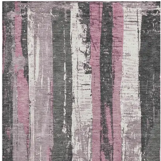 Blush And Gray Striped Washable Indoor Outdoor Area Rug Photo 4