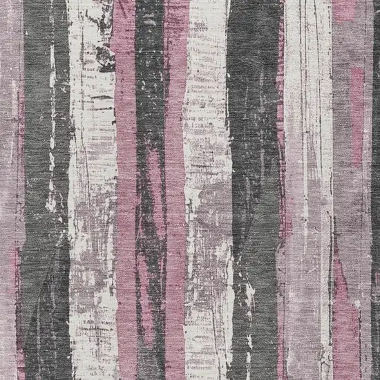 Blush And Gray Striped Washable Indoor Outdoor Area Rug Photo 4