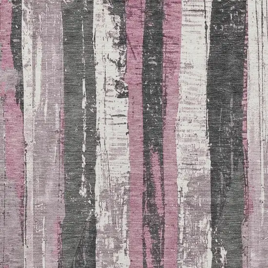 Blush And Gray Striped Washable Indoor Outdoor Area Rug Photo 3
