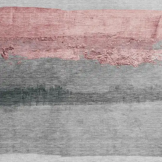 Blush And Gray Striped Washable Indoor Outdoor Area Rug Photo 3