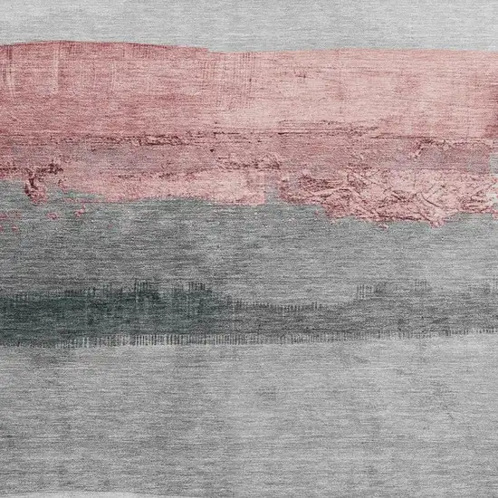 Blush And Gray Striped Washable Indoor Outdoor Area Rug Photo 3