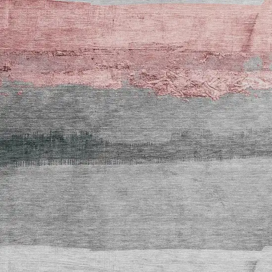 Blush And Gray Striped Washable Indoor Outdoor Area Rug Photo 3