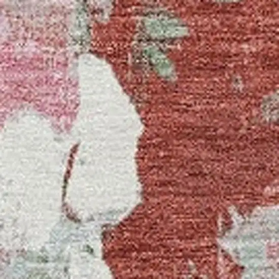 Blush And Green Abstract Washable Indoor Outdoor Area Rug Photo 3