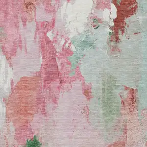 Photo of Blush And Green Abstract Washable Indoor Outdoor Area Rug