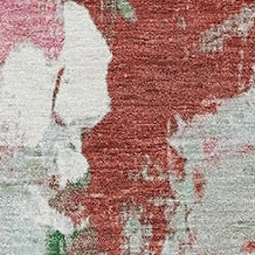 Blush And Green Abstract Washable Indoor Outdoor Area Rug Photo 3