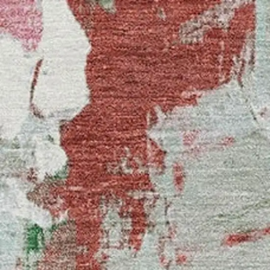 Blush And Green Abstract Washable Indoor Outdoor Area Rug Photo 3