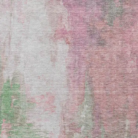 Blush And Green Abstract Washable Indoor Outdoor Area Rug Photo 9