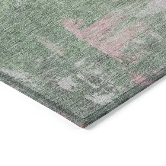 Blush And Green Abstract Washable Indoor Outdoor Area Rug Photo 9