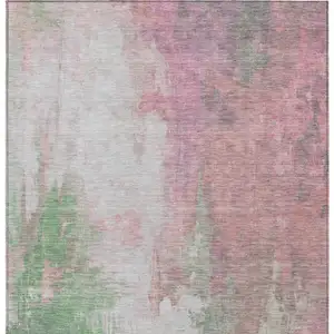 Photo of Blush And Green Abstract Washable Indoor Outdoor Area Rug