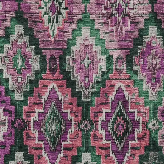 Blush And Green Aztec Washable Indoor Outdoor Area Rug Photo 4