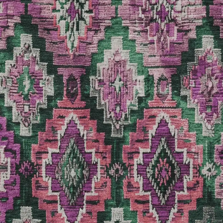 Blush And Green Aztec Washable Indoor Outdoor Area Rug Photo 4